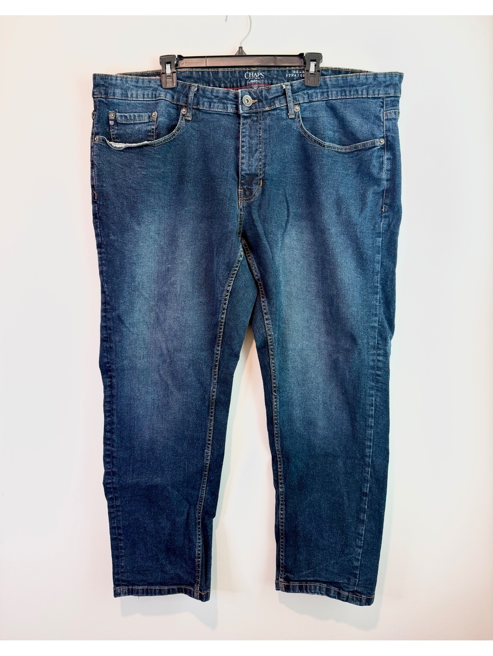 Chaps Men's Relaxed Straight Fit Jeans Size 44x30 Dark Blue Denim